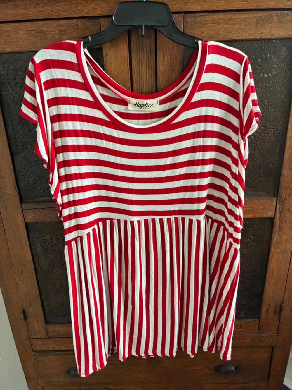 Haptics Red & White Striped Short Sleeve Tee - Picture 1 of 4